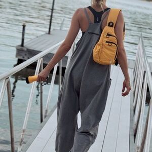 NWT FP Movement Free People Hot Shot Onesie Jumpsuit Romper Charcoal Heather XS